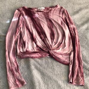 Long sleeve wrap crop top